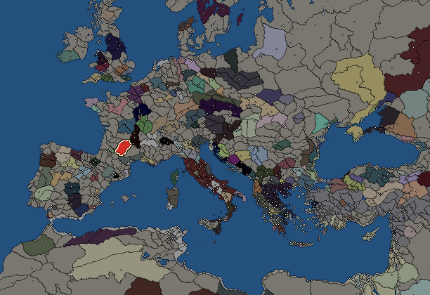 Starting territory of Cadurci, with its neighbours