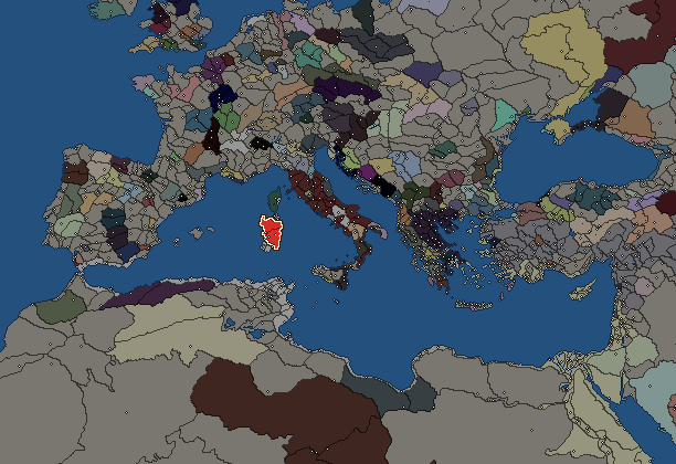 Starting territory of Sardinians, with its neighbours