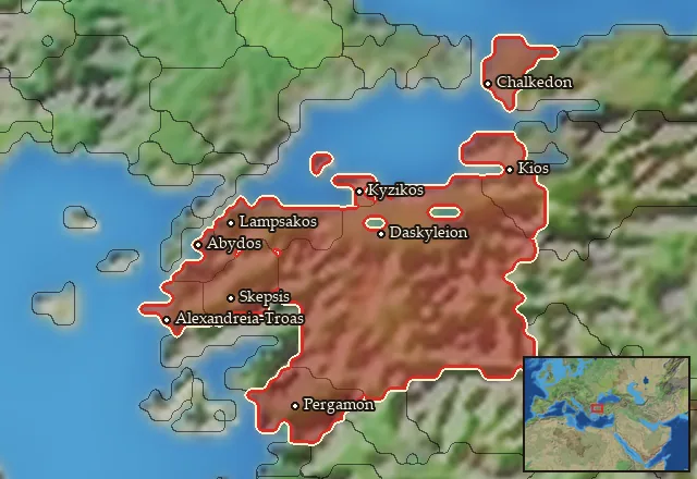 Regions of the Troad Mysia mercenary pool