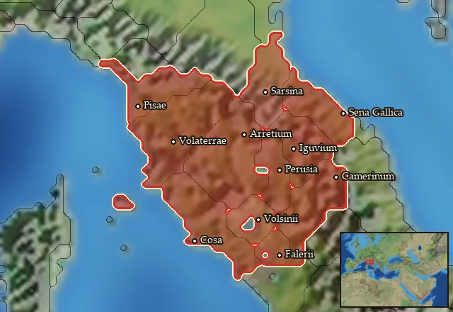 Regions of the Etruria Umbria mercenary pool