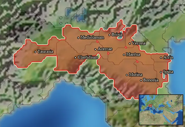 Regions of the Cisalpine Gaul mercenary pool