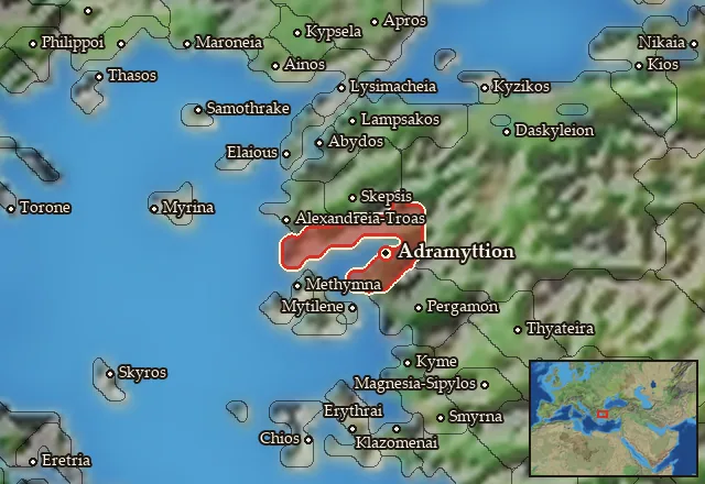 Map of Adramyttenos Kolpos and its neighbours
