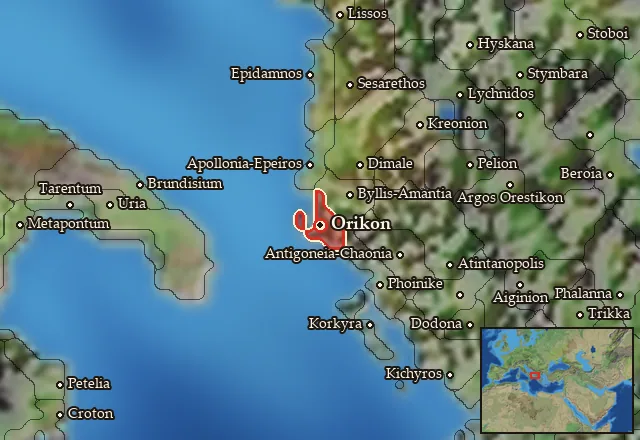 Map of Akrokeraunia and its neighbours