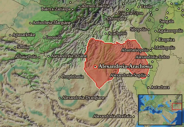 Map of Arachosia and its neighbours