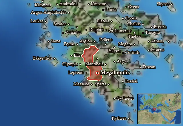 Map of Arkadia and its neighbours