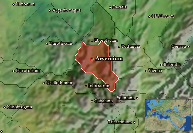Map of Arvernia and its neighbours