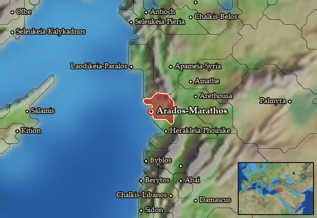 Map of Arwad-Marat and its neighbours