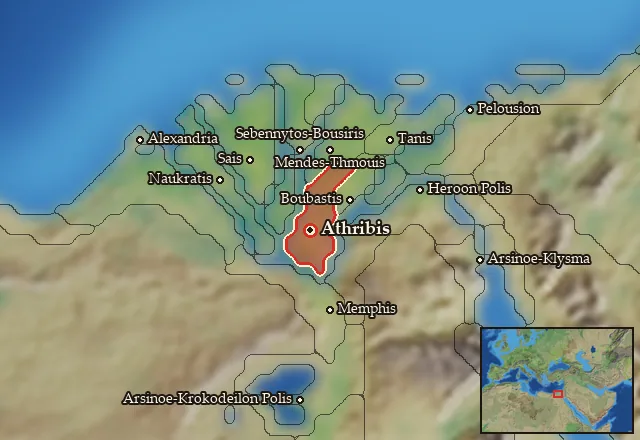 Map of Athribites-Leontopolites Nomoi and its neighbours