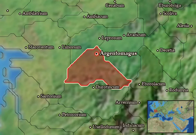 Map of Biturigia Meridionalis and its neighbours