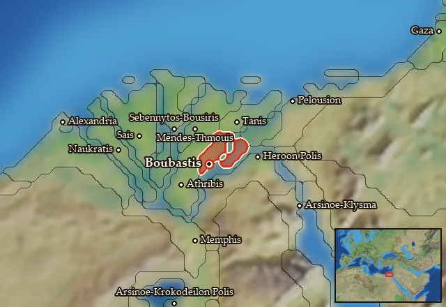 Map of Boubastites-Arabia Nomoi and its neighbours