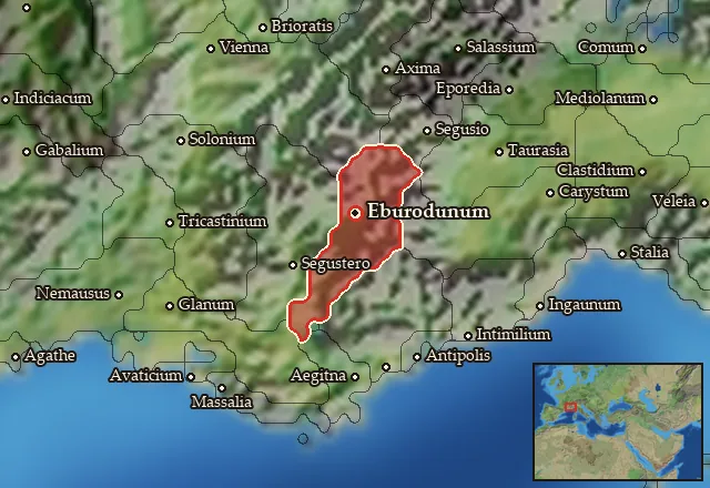 Map of Caturigia-Bodionticia and its neighbours