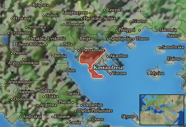 Map of Chalkidike and its neighbours