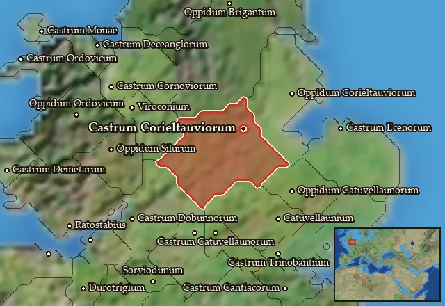 Map of Corieltauvia and its neighbours