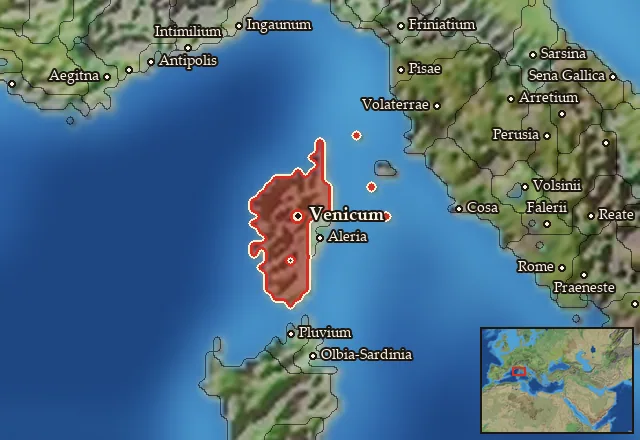 Map of Corsica and its neighbours