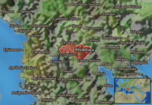 Map of Deuriopos-Pelagonia and its neighbours
