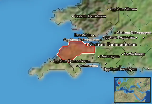 Map of Dumnonia and its neighbours