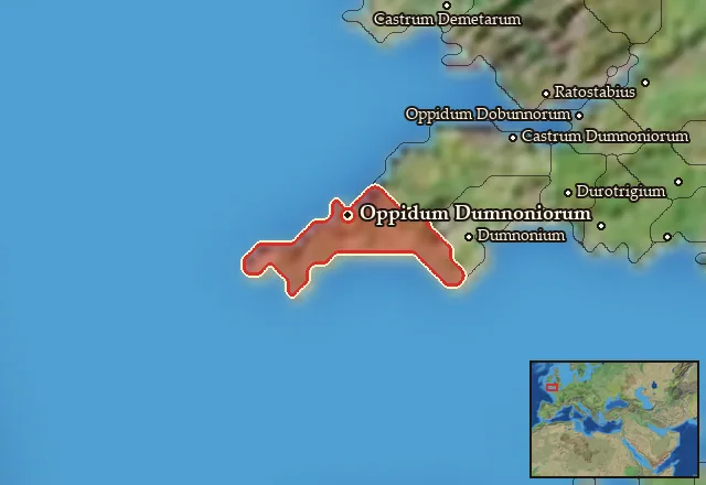 Map of Dumnonia Occidentalis and its neighbours