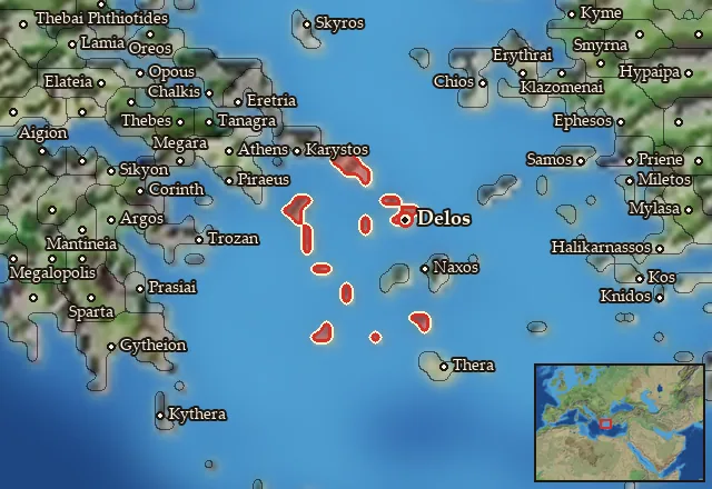Map of Dytike Kyklades and its neighbours
