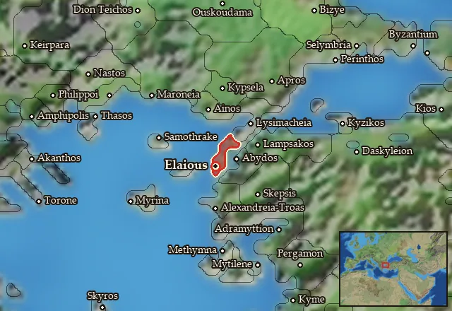 Map of Elaiousa and its neighbours