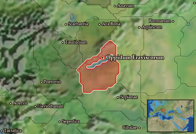 Map of Eraviscia Occidentalis and its neighbours
