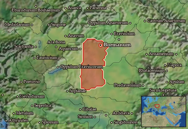 Map of Eraviscia Orientalis and its neighbours