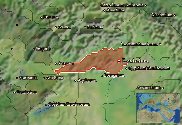 Map of Eraviscia Septentrionalis and its neighbours