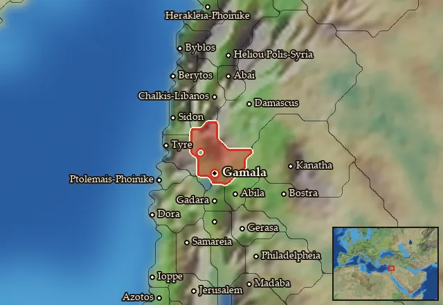 Map of Gaulanitis and its neighbours