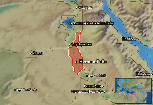 Map of Hermopolites-Kynopolites Nomoi and its neighbours