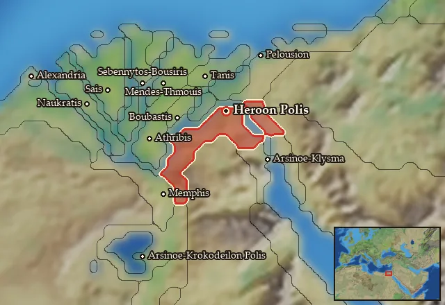 Map of Heroopolites-Heliopolites Nomoi and its neighbours