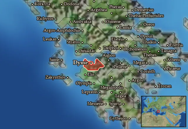 Map of Hesperos Achaia and its neighbours
