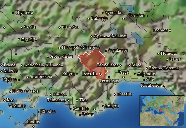 Map of Hesperos Pisidia and its neighbours