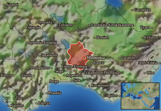 Map of Homonadia-Oroandia and its neighbours