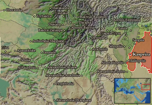 Map of Kaspeiraia and its neighbours