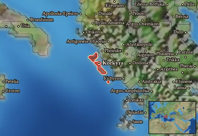 Map of Kerkyra and its neighbours
