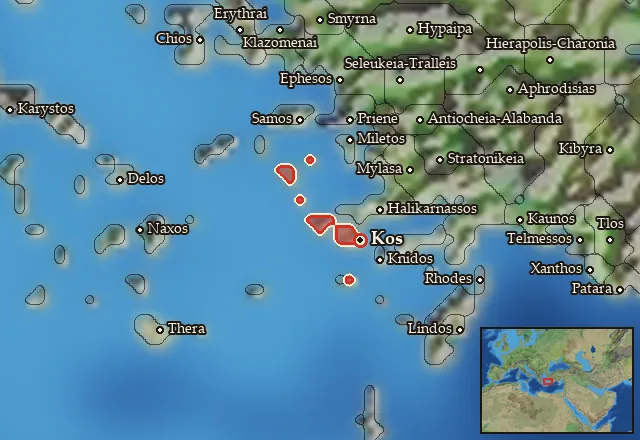 Map of Kos and its neighbours