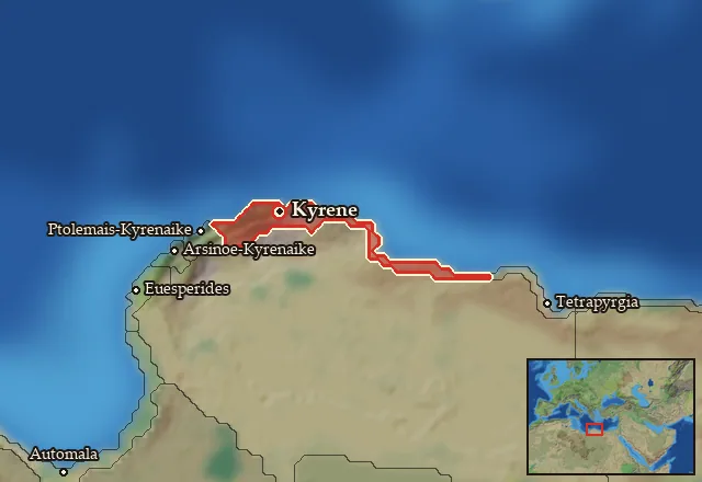Map of Kyrenaike and its neighbours
