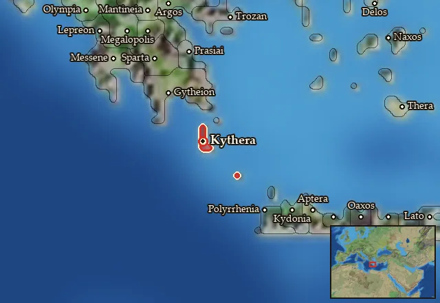 Map of Kythera and its neighbours