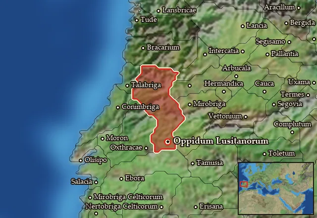 Map of Lusitania Orientalis and its neighbours