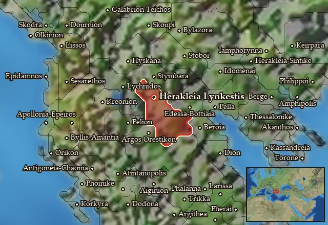 Map of Lynkestis-Eordaia and its neighbours
