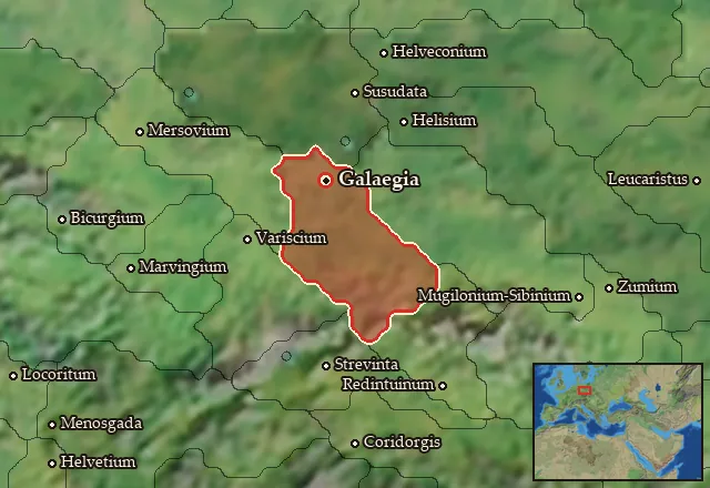 Map of Marcomannia Vetus and its neighbours