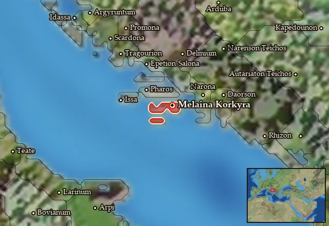 Map of Melaina Korkyra and its neighbours