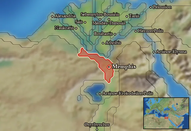 Map of Memphites-Letopolites Nomoi and its neighbours