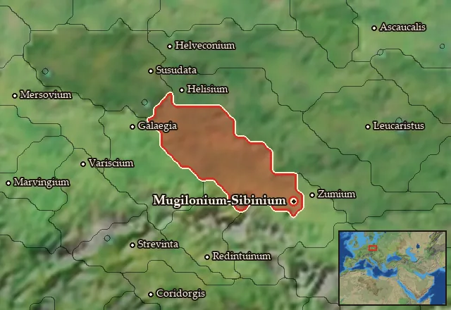 Map of Mugilonia-Sibinia and its neighbours