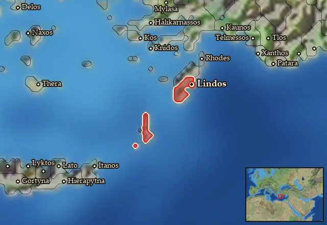 Map of Notios Rhodos and its neighbours