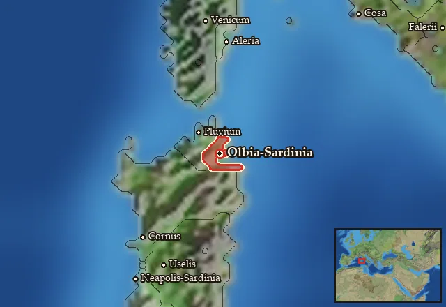 Map of Olbiana-Sardinia and its neighbours