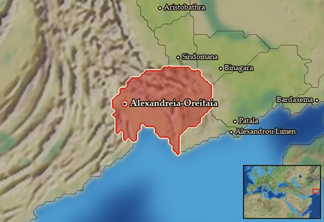 Map of Oreitaia and its neighbours