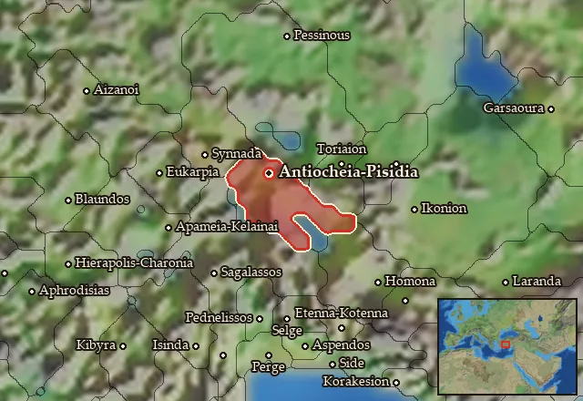 Map of Paroreia Pisidia and its neighbours