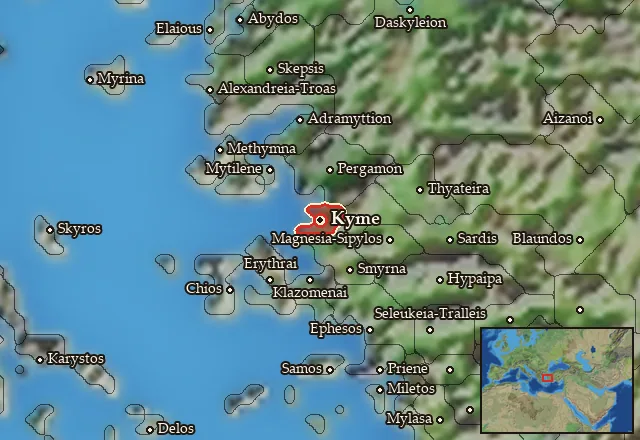 Map of Phrykonis and its neighbours
