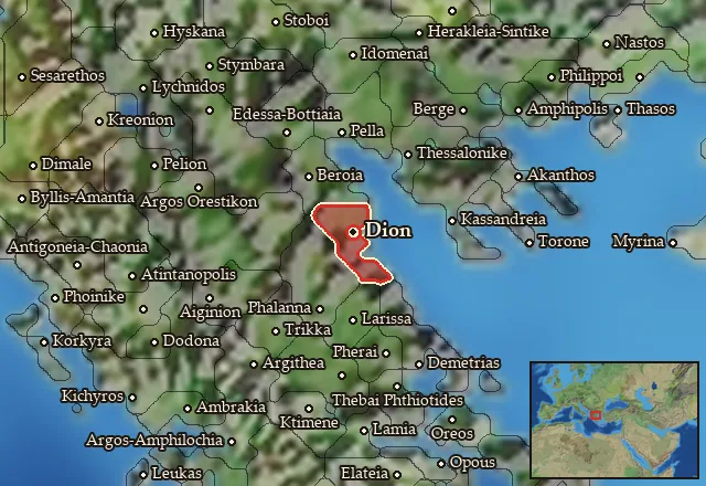 Map of Pieria and its neighbours