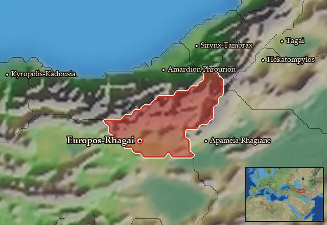 Map of Rhagiane and its neighbours